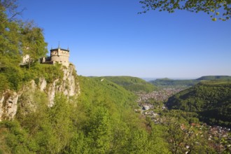 Augustenturm, cannon tower, Lichtenstein Castle, fairytale castle of Württemberg, romantic