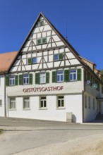 Gestütsgasthof near the stud farm and the Lauterquelle, catering, restaurant, building,