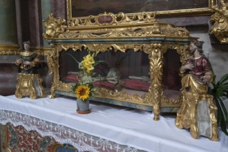 Reliquary sarcophagus of St Lucianus, catacomb saint, Abbey Church of the Assumption of the Virgin