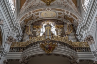 Organ loft, the organ is from 1725, Abbey Church of the Assumption of the Virgin Mary, Rohr, Lower