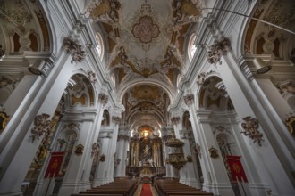 Interior of the abbey church created by the Asam brothers, Assumption of the Virgin Mary, built