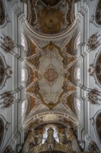 Organ and vaulted ceiling of the Abbey Church of the Assumption of the Virgin Mary, created by the