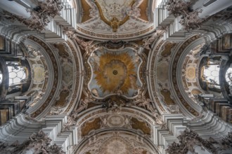 Dome vault and frescoes of the Abbey Church of the Assumption of the Virgin Mary, created by the