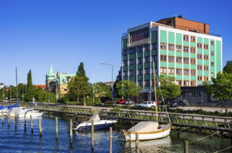Architectural structures and picturesque maritime ambience at the guest harbour in Uddevalla,