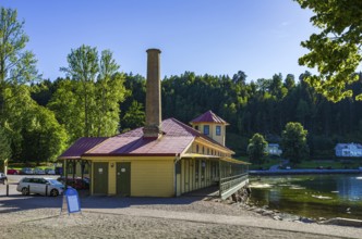 Former spa and bath building at Gustafsberg, a historic spa and bathing resort on the Byfjord in
