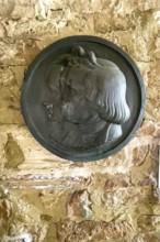 Commemorative plaque with relief Bronze half relief with heads in profile of Brothers Grimm