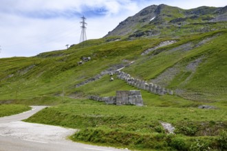 Left pass road from Little Saint Bernard Pass right next to it historical border fortification
