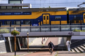 Cycle path in the east of Utrecht, subway of the railway line, at Utrecht-Lunetten station,