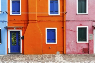 Colourful façade detail, Burano, island in the Venice lagoon, Italy