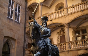 Equestrian statue of Count Eberhard im Bart, courtyard, Old Palace, Württemberg State Museum,