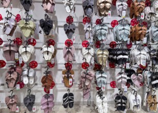 Sandals display at Zudio store in Guwahati, India, during a monsoon season sale on August 1, 2025