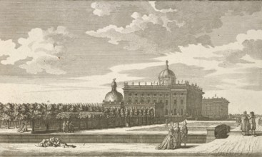 The royal palace near Potsdam, Germany, around 1880, digitally restored reproduction of a 19th