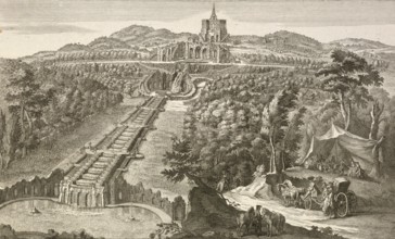 Grottoes and waterfalls, waterworks, Karlsberg, Kassel, Germany, around 1880, digitally restored