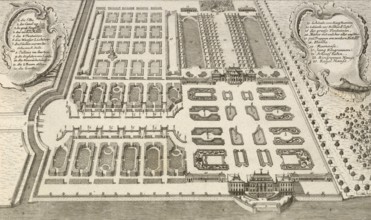 Garden of Pillnitz Palace near Dresden, Germany, around 1880, digitally restored reproduction of a