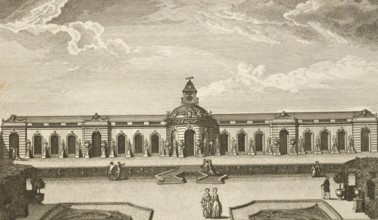 Picture gallery in the royal garden Sanssouci in Potsdam, Germany, around 1880, digitally restored