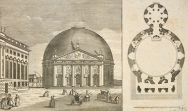 St Hedwig's Catholic Church in Berlin, view and ground plan, Germany, c. 1880, digitally restored