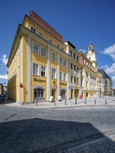Mohren Pharmacy and Baroque Town Hall, Market Square, Weißenfels, Saxony-Anhalt, Germany