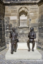 Bronze figures of Heinrich Schütz and Friedrich von Hardenberg alias Novalis by the artists Grit