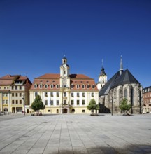 Baroque town hall, Protestant late Gothic St. Mary's Church, town church, and Mohren Pharmacy,