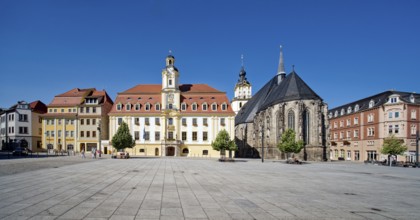 Baroque town hall, Protestant late Gothic St. Mary's Church, town church, and Mohren Pharmacy,