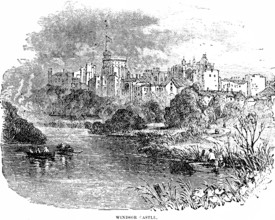 Windsor Castle, most important residence of Queen Victoria and Prince Albert, park, lake with