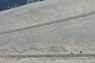 Cyclist riding on Mont Ventoux, Provence, France
