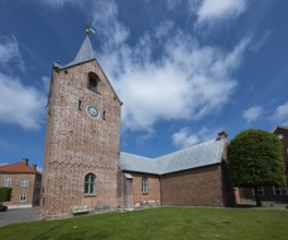 14th century church with tapering tower, Old Town, Ringkøbing, Ringkøbing Fjord, Denmark