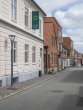 Street with brick buildings, Old Town, Ringkøbing, Ringkøbing Fjord, Denmark
