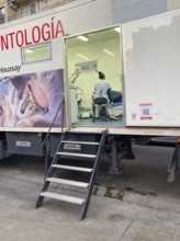 Mobile dental practice in a lorry, free dental treatment in Buenos Aires, Argentina