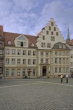 Baroque Lüntzelhaus built in 1755 with stepped gable, Market Square, Hildesheim, Lower Saxony,