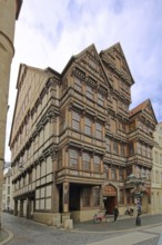 Historic Wedekind House built in 1598, half-timbered house, Renaissance, savings bank, market