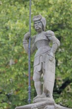 Roland Fountain with sculpture Roland, Market Square, Hildesheim, Lower Saxony, Germany