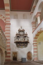 Aisle with monument to Bothmer, Lower Saxon noble family, Stockem, Ottonian UNESCO St Michael's