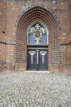 Church door of St. Nikolai Church UNESCO, Brick Gothic, Brick church, Portal, Wismar,