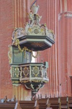 Pulpit with pulpit bonnet built in 1708, baroque, decorations, wood carvings, craftsmanship, art,