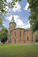 Baroque Schelfkirche St. Nikolai, brick church, Schelfstadt, Schwerin, Mecklenburg-Vorpommern,