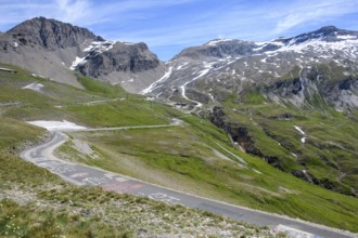 View of last section part of mountain road pass road alpine road above above tree line shortly in