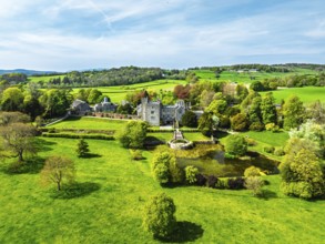 Sizergh Castle from drone, Helsington, Cumbria, England, United Kingdom
