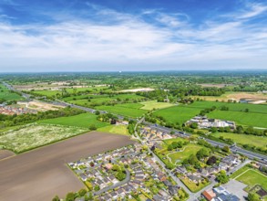 M6 Motorway from a drone, Sandbach, Cheshire, England, United Kingdom