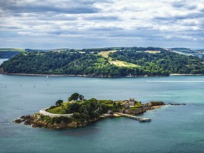 DefaultDrake's Island in Plymouth from drone, Mount Batten Tower, Devon, England, United Kingdom