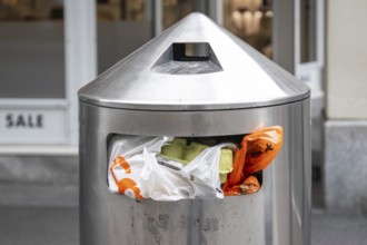 Rubbish bin full, Interlaken, Bern, Switzerland