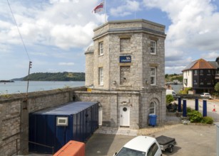 Historic RNLI lifeboat station building, Old Custom House, Millbank marina village, Plymouth,