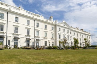 Historic terrace houses built c 1860s overlooking Plymouth Sound, Grand Parade, West Hoe, Plymouth,