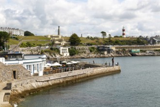 Seafront coastline waterfront, city of Plymouth, Devon, England, UK view east to Plymouth Hoe
