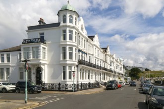 Historic terrace of seafront houses on Grand Parade, West Hoe, Plymouth, Devon, England, UK