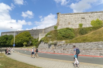 Walls of historic military fortress, The Royal Citadel, city of Plymouth, Devon, England, UK