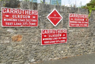 South West coast path sign on wall, vintage dock signs Carruthers Glasgow, Hoe Road, city of