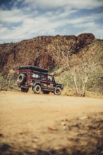Landrover Defender four-wheel drive vehicle in the Australian outback