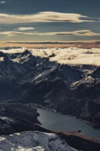 Snow-covered peaks in the Engadine in Switzerland near Sankt Moritz