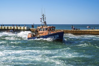 Boats on canal in Capbreton, Landes, Nouvelle-Aquitaine, France